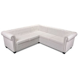 Canapé d'angle Chesterfield 5 plc Cuir artificiel Blanc