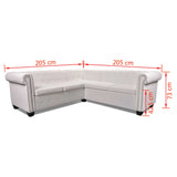 Canapé d'angle Chesterfield 5 plc Cuir artificiel Blanc