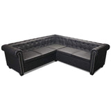 Canapé d'angle Chesterfield 5 places Cuir synthétique Noir