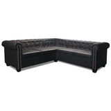 Canapé d'angle Chesterfield 5 places Cuir synthétique Noir