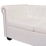 Canapé d'angle Chesterfield 6 places Cuir artificiel Blanc
