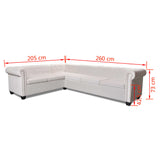 Canapé d'angle Chesterfield 6 places Cuir artificiel Blanc