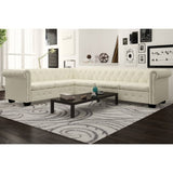 Canapé d'angle Chesterfield 6 places Cuir artificiel Blanc