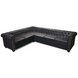 Canapé d'angle Chesterfield 6 places Cuir synthétique Noir
