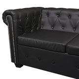 Canapé d'angle Chesterfield 6 places Cuir synthétique Noir