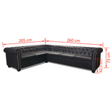 Canapé d'angle Chesterfield 6 places Cuir synthétique Noir