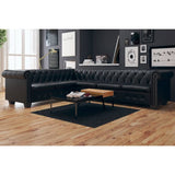 Canapé d'angle Chesterfield 6 places Cuir synthétique Noir