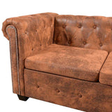 Canapé d'angle Chesterfield 6 Places Cuir artificiel Marron