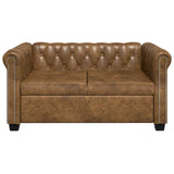 Canapé Chesterfield 2 places cuir artificiel marron