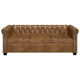 Canapé Chesterfield 3 places cuir artificiel marron