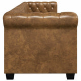Canapé Chesterfield 3 places cuir artificiel marron