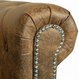 Canapé Chesterfield 3 places cuir artificiel marron