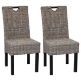 Chaises à manger lot de 2 rotin Kubu bois de manguier