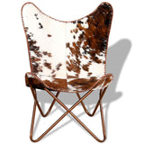 Chaise papillon marron et blanc cuir de vache