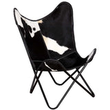 Chaise papillon noir et blanc cuir de vache