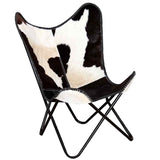 Chaise papillon noir et blanc cuir de vache