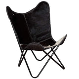 Chaise papillon noir et blanc cuir de vache