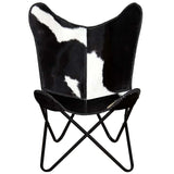 Chaise papillon noir et blanc cuir de vache