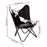 Chaise papillon noir et blanc cuir de vache