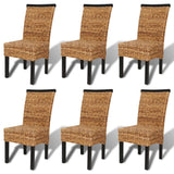 Chaises à manger lot de 6 bois solide de manguier et abaca