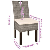 Chaises à manger lot de 6 rotin Kubu bois de manguier