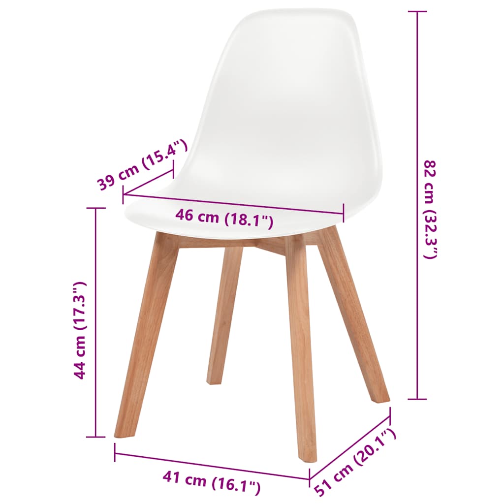 Chaises à manger lot de 4 Blanc Plastique