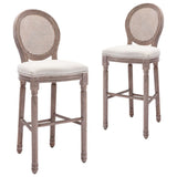 Tabourets de bar lot de 2 blanc lin