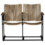 Banc à 2 places Bois de manguier massif et acier