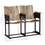 Banc à 2 places Bois de manguier massif et acier