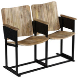 Banc à 2 places Bois de manguier massif et acier