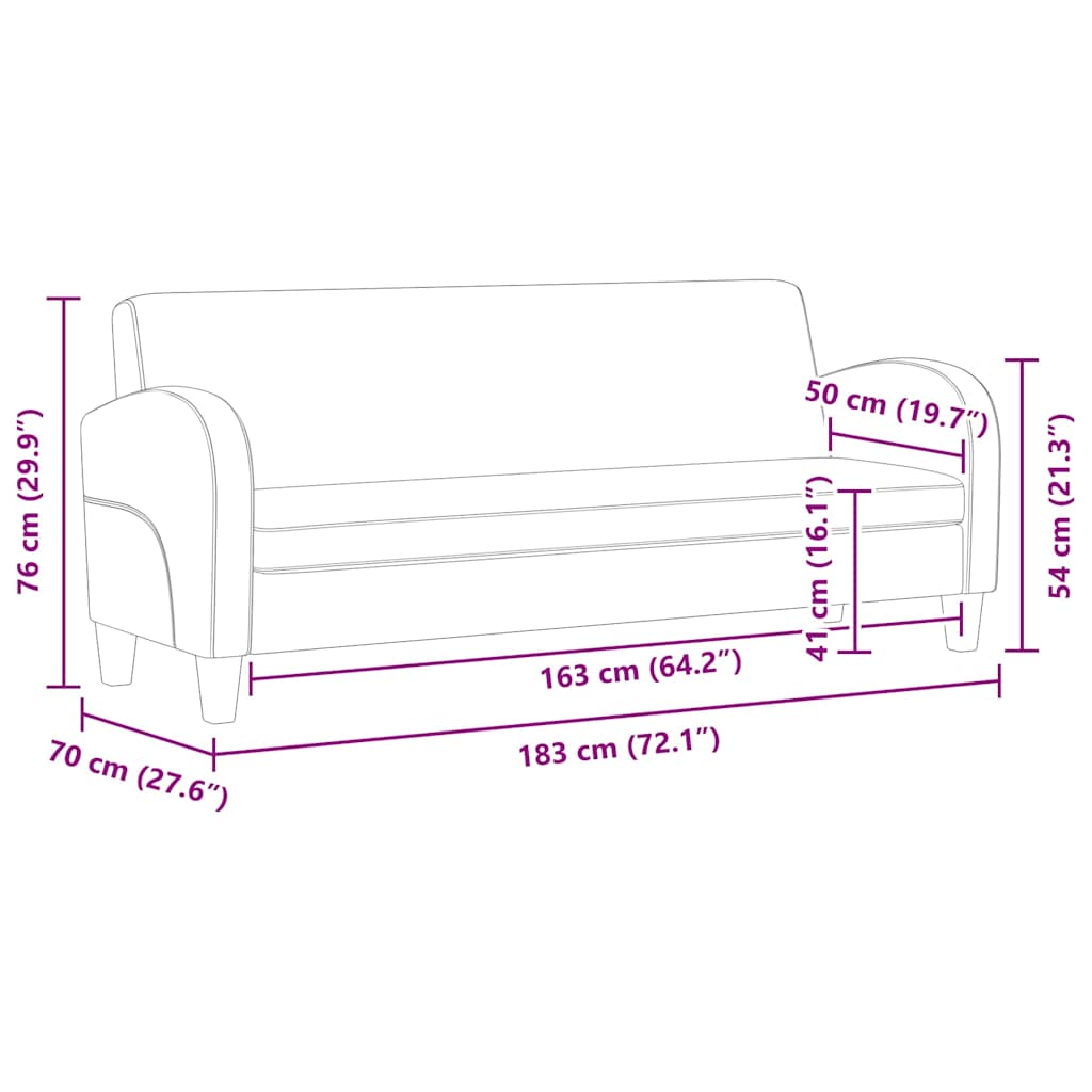 Canapé à 3 places Daim synthétique Marron