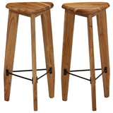 Tabourets de bar lot de 2 bois d'acacia massif