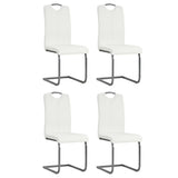 Chaises à manger cantilever lot de 4 blanc similicuir