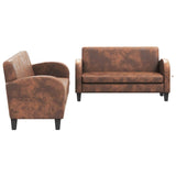 Ensemble de canapés 2 pcs Daim synthétique Marron