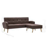 Canapé en forme de L revêtement en tissu 186x136x79 cm marron