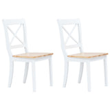 Chaises à manger lot de 2 blanc et bois clair bois hévéa massif