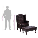 Fauteuil avec repose-pied Marron foncé Similicuir