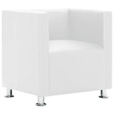 Fauteuil cube blanc simili cuir