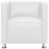Fauteuil cube blanc simili cuir