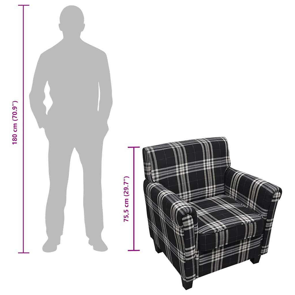 Fauteuil avec coussin Noir Tissu