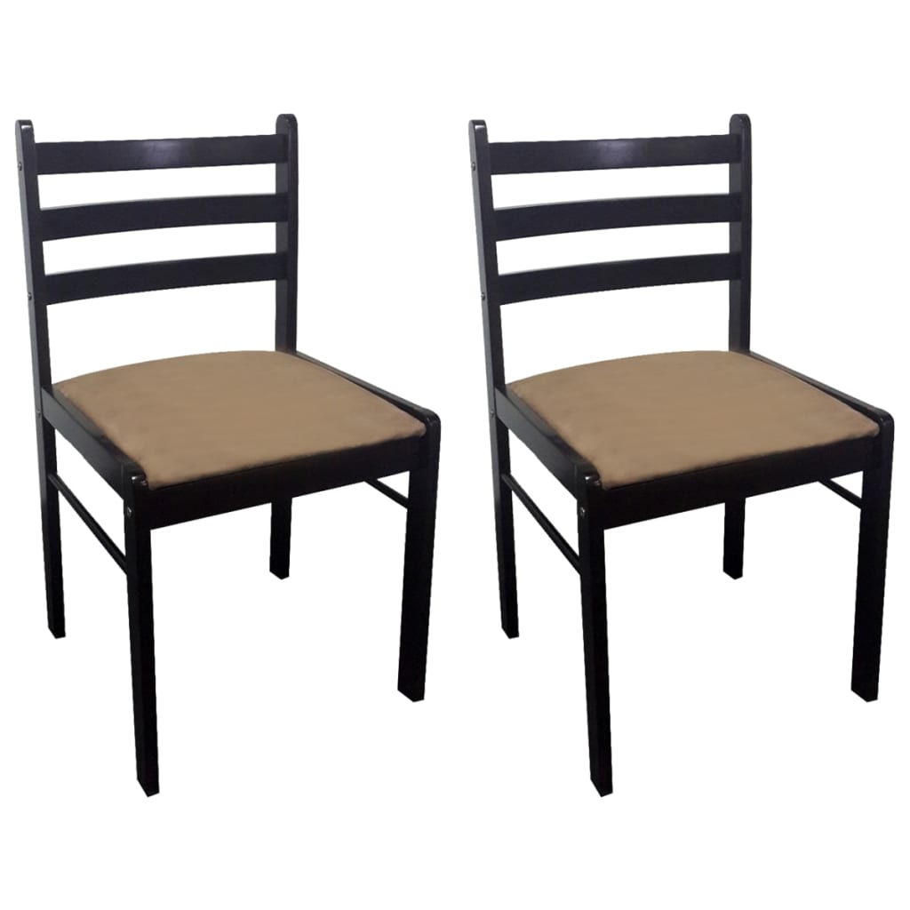 Chaises à manger lot de 2 marron hévéa solide et velours