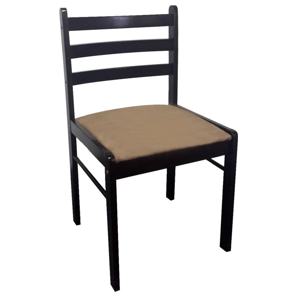 Chaises à manger lot de 2 marron hévéa solide et velours