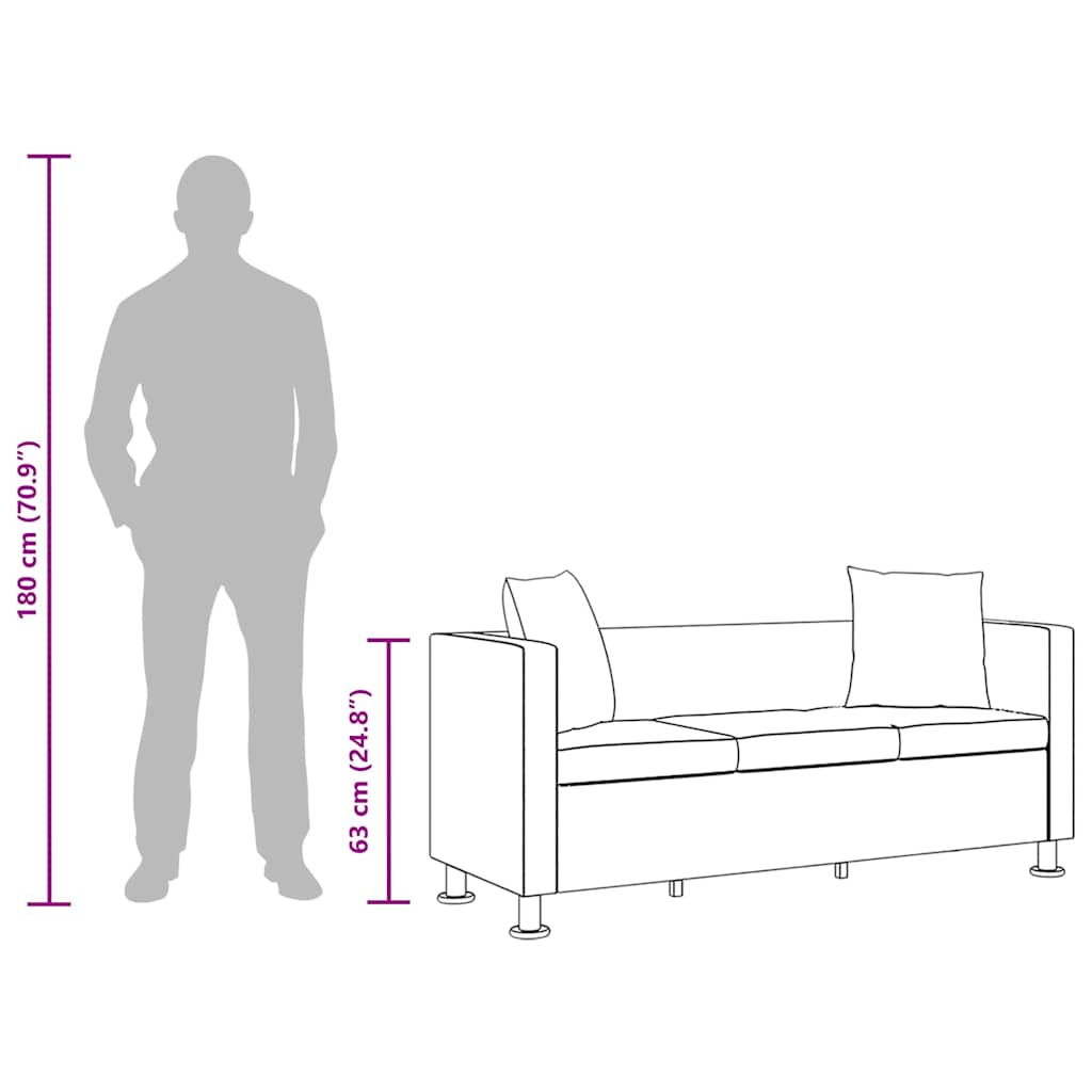 Canapé à 3 places cuir artificiel blanc