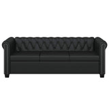 Canapé Chesterfield à 3 places cuir synthétique noir