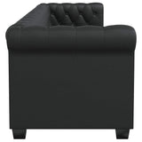 Canapé Chesterfield à 3 places cuir synthétique noir
