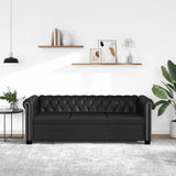 Canapé Chesterfield à 3 places cuir synthétique noir