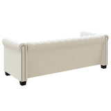 Canapé Chesterfield à 3 places cuir synthétique blanc