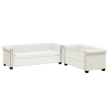 Canapé Chesterfield à 2 places et à 3 places blanc
