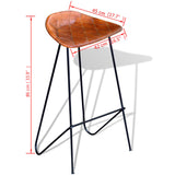 Chaises de bar lot de 2 noir et marron cuir véritable