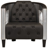 Fauteuil en style d'aviation noir cuir véritable